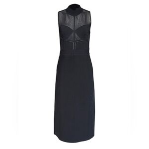 HERVE LEGER Sheer Intarsia Bustier Midi Bodycon Dress Black Size S Org $1,390